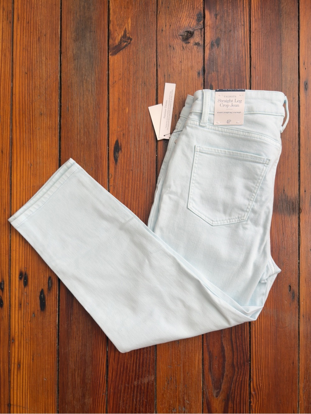 NWT Talbots Straight Leg Crop Jean light blue pigment dyes color denim